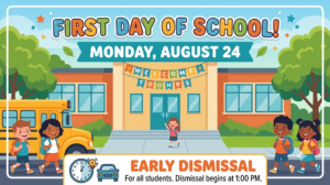 Back to School, children, school bus, front of school